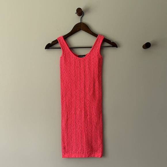 BEBE wave texture tank bodycon dress size small in Calypso coral - Picture 1 of 5